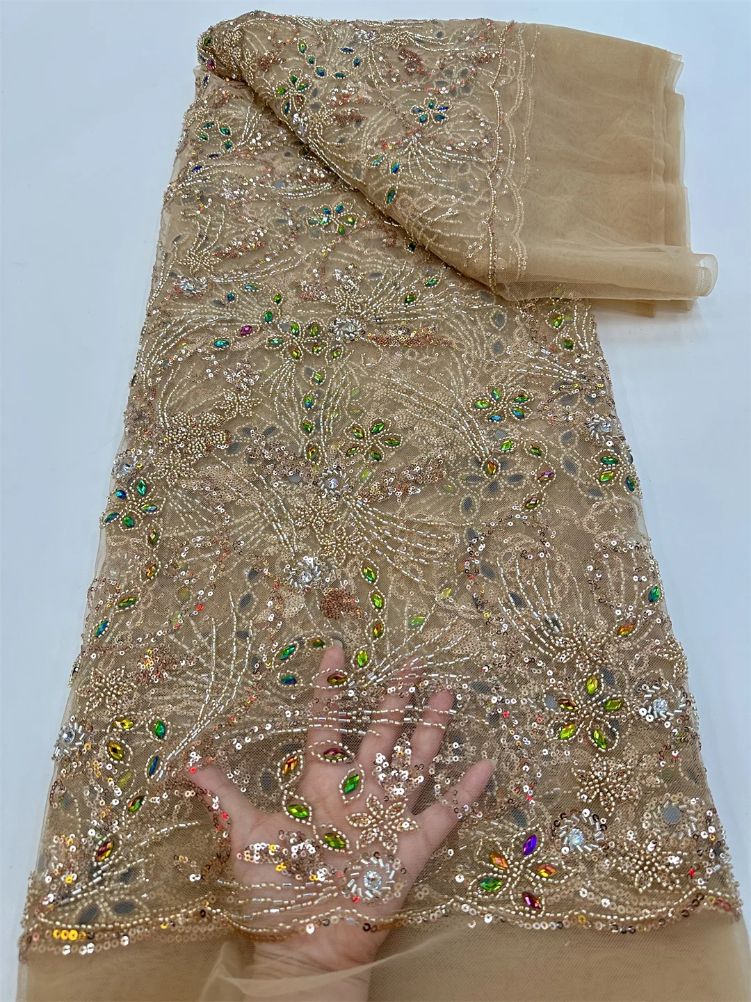 2026 Nigerian Handmade Beaded Net 5 Yards Stones Lace Fabric African Luxury Sequins Tulle Fabric For Bridal Prom Dress Sewing
2026 Nigerian Handmade Beaded Net 5 Yards Stones Lace Fabric African Luxury Sequins Tulle Fabric For Bridal Prom Dress Sewing