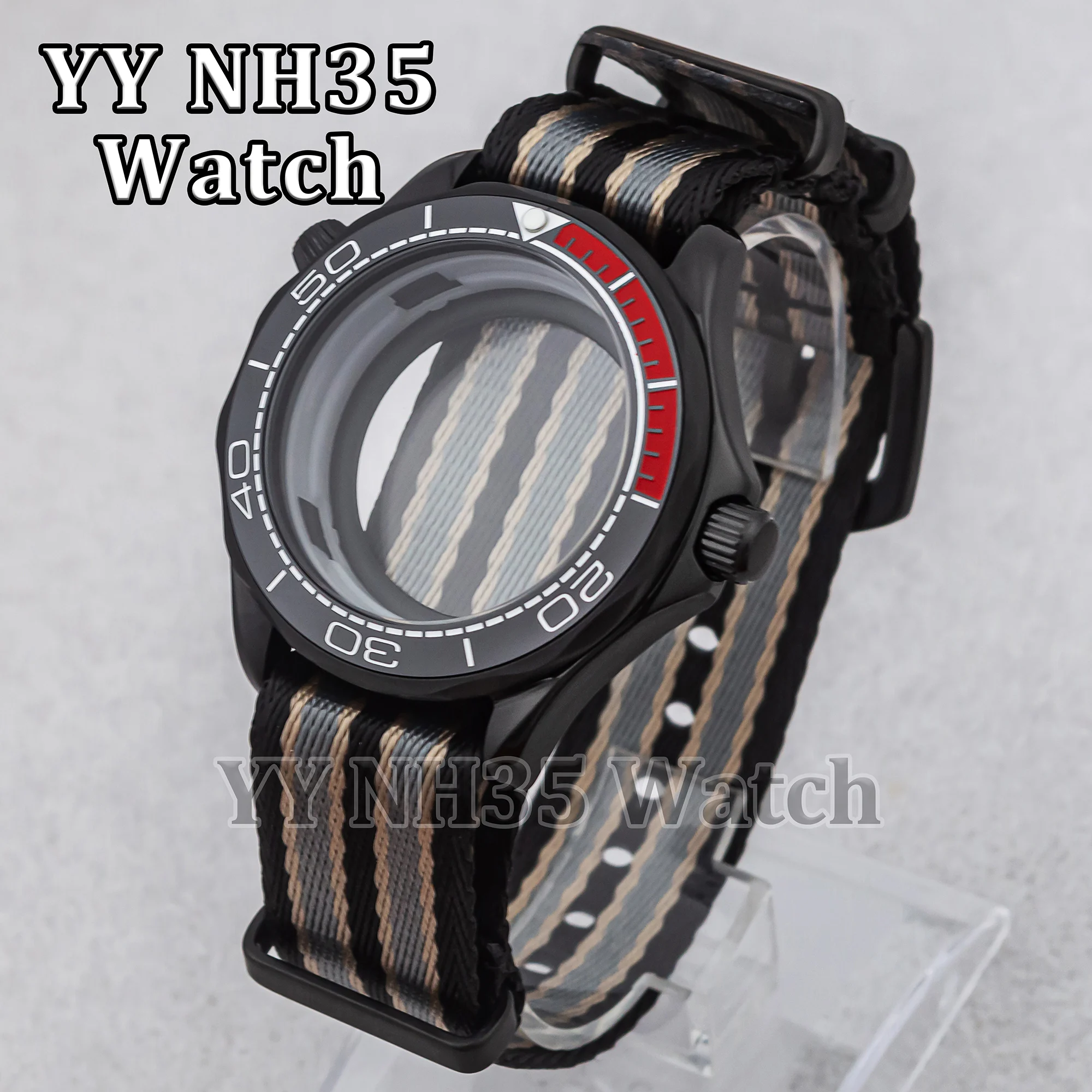 NH35 Case Nylon Strap Water Resistant Stainless Steel 41mm Men Watch Case for Seamaster 300 Mod Parts NH35/36 Automatic Movement
NH35 Case Nylon Strap Water Resistant Stainless Steel 41mm Men Watch Case for Seamaster 300 Mod Parts NH35/36 Automatic Movement