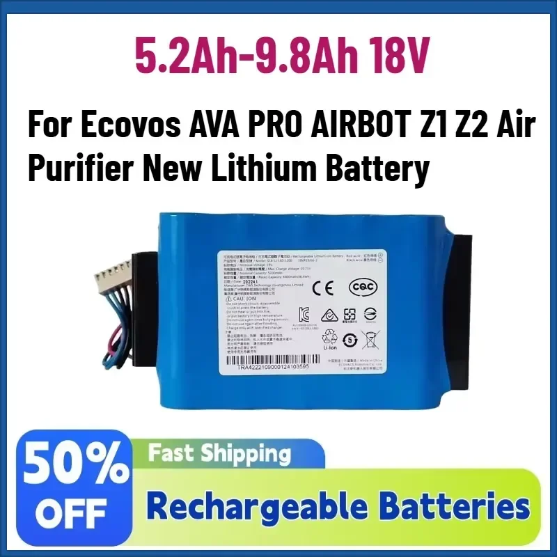 In Stock High-Capacity 5.2Ah-9.8Ah 18V Rechargeable Battery for Ecovos AVA PRO AIRBOT Z1 Z2 Air Purifier New Lithium Battery
In Stock High-Capacity 5.2Ah-9.8Ah 18V Rechargeable Battery for Ecovos AVA PRO AIRBOT Z1 Z2 Air Purifier New Lithium Battery