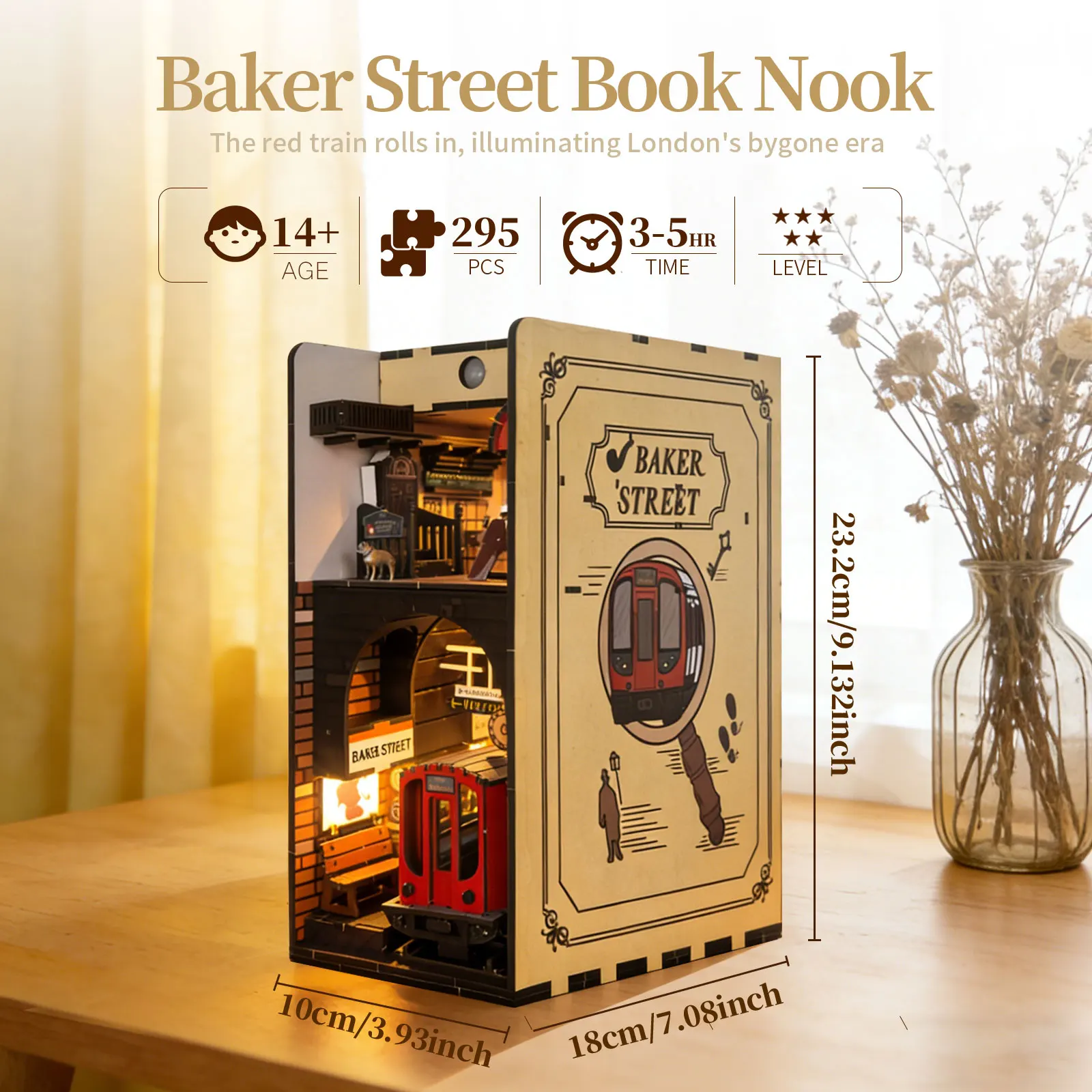 3D Wooden Puzzle For Adults Baker Street Book Nook With Lights Model Kit Dollhouse DIY Miniature House Birthday Gift
3D Wooden Puzzle For Adults Baker Street Book Nook With Lights Model Kit Dollhouse DIY Miniature House Birthday Gift