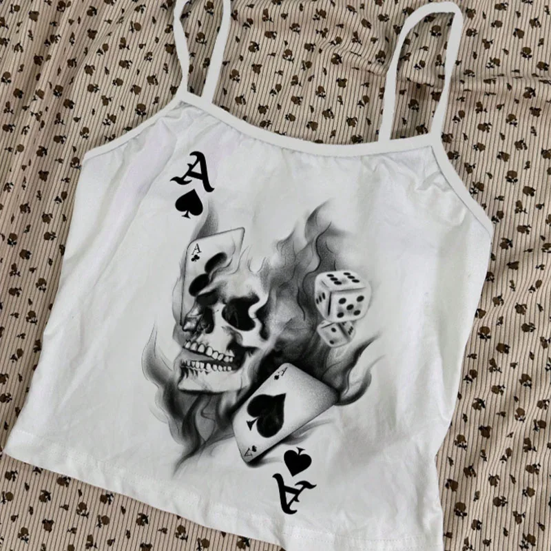 2025 New Summer Women's Cami! Dark - style White Cami with Skull, Spade, Card and Dice Prints, Slimming and Versatile
2025 New Summer Women's Cami! Dark - style White Cami with Skull, Spade, Card and Dice Prints, Slimming and Versatile