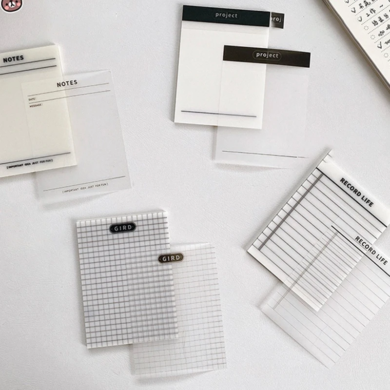 50 Sheets Transparent Grid Record Sticky Notes Waterproof Self-Adhesive Translucent Multi-function Sticky Note Pads for Books Sc
50 Sheets Transparent Grid Record Sticky Notes Waterproof Self-Adhesive Translucent Multi-function Sticky Note Pads for Books Sc