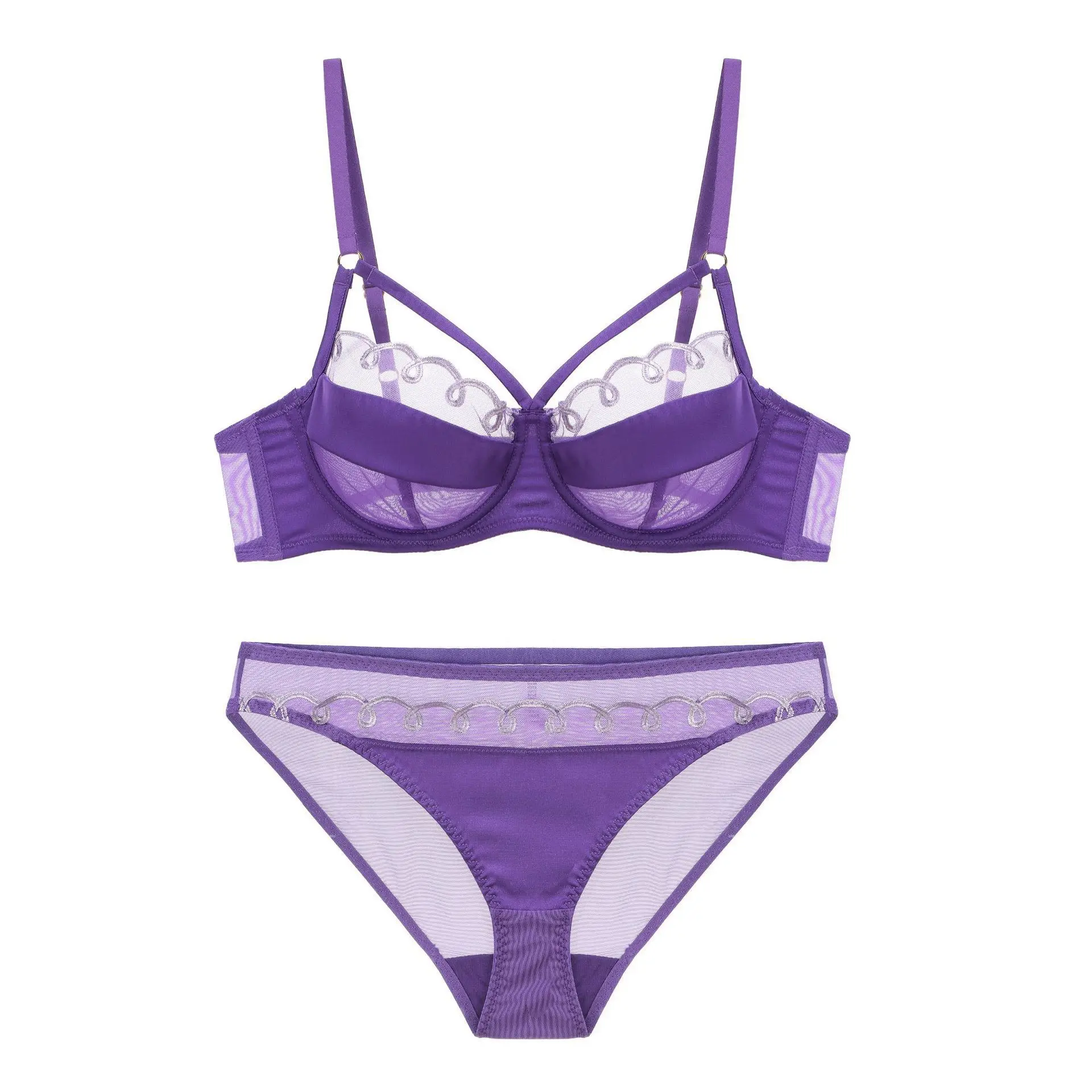 Women's Sexy Ultra-thin Mesh Lingerie Set French Transparent Mesh Lace Lingerie Briefs Wave Embroidery Girls Underwear Bra Set
Women's Sexy Ultra-thin Mesh Lingerie Set French Transparent Mesh Lace Lingerie Briefs Wave Embroidery Girls Underwear Bra Set