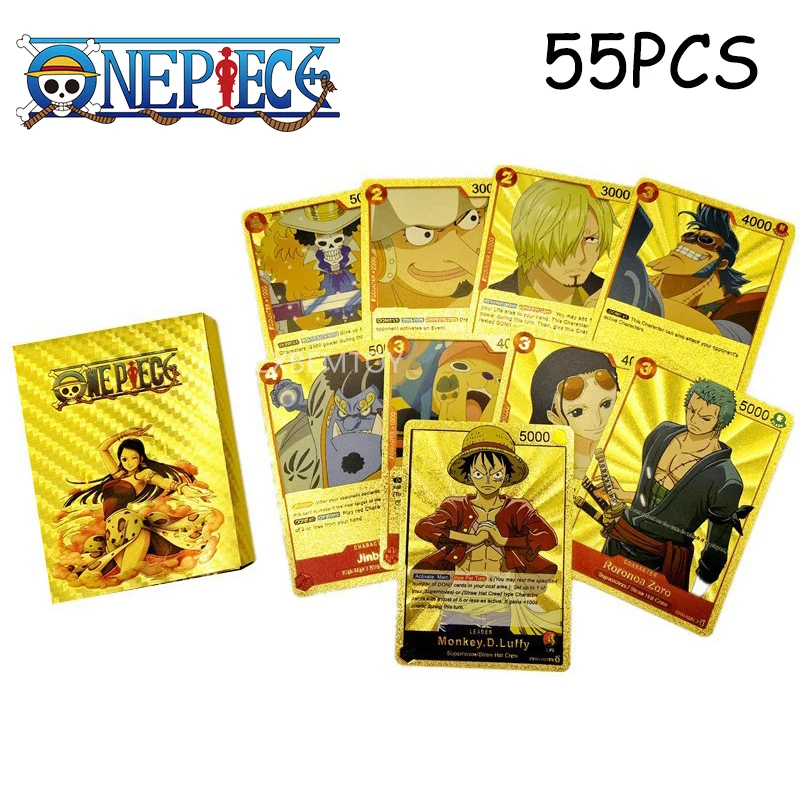 One Piece Gold Foil Cards 55PCS/SET Luffy Vivi Robin Zoro Hancock Boy Anime Collectible Cards Christmas Birthday Present
One Piece Gold Foil Cards 55PCS/SET Luffy Vivi Robin Zoro Hancock Boy Anime Collectible Cards Christmas Birthday Present