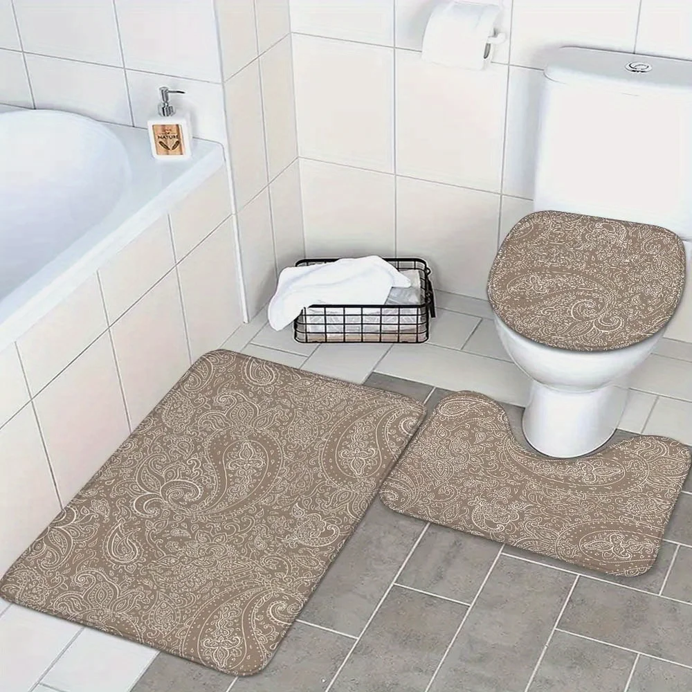 3-piece vintage paisley pattern bathroom rug set with polyester toilet seat and U-shaped bath mat for bathroom decoration
3-piece vintage paisley pattern bathroom rug set with polyester toilet seat and U-shaped bath mat for bathroom decoration