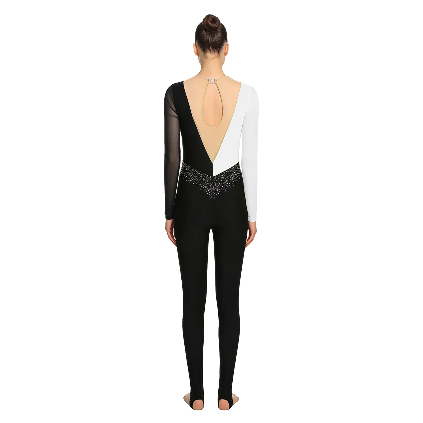 Womens Gymnastics Unitard Rompers Rhinestone Contrast Color Mesh Long Sleeve Stirrup Leggings Bodysuit Jumpsuit Skating Dancwear
Womens Gymnastics Unitard Rompers Rhinestone Contrast Color Mesh Long Sleeve Stirrup Leggings Bodysuit Jumpsuit Skating Dancwear