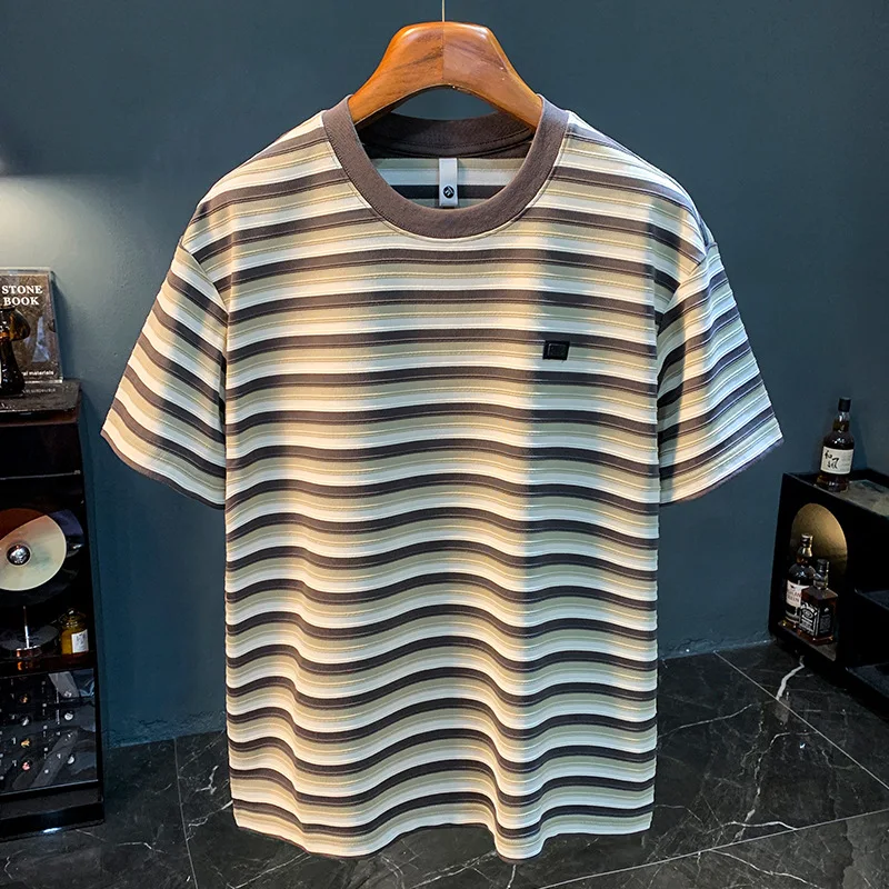 Striped T-shirt Men's Summer 2025 New Knitted Fashion Trendy Brand Round Neck Loose Casual Short Sleeve Top
Striped T-shirt Men's Summer 2025 New Knitted Fashion Trendy Brand Round Neck Loose Casual Short Sleeve Top