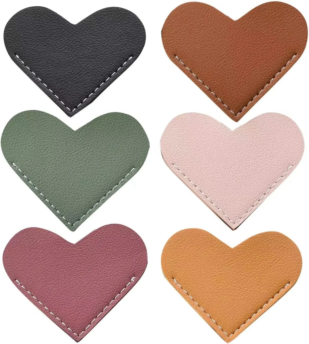 6-Pack PU Leather Heart Bookmarks, Handmade Corner Page Clips for Women, Kids, Cute Reading Gifts
6-Pack PU Leather Heart Bookmarks, Handmade Corner Page Clips for Women, Kids, Cute Reading Gifts