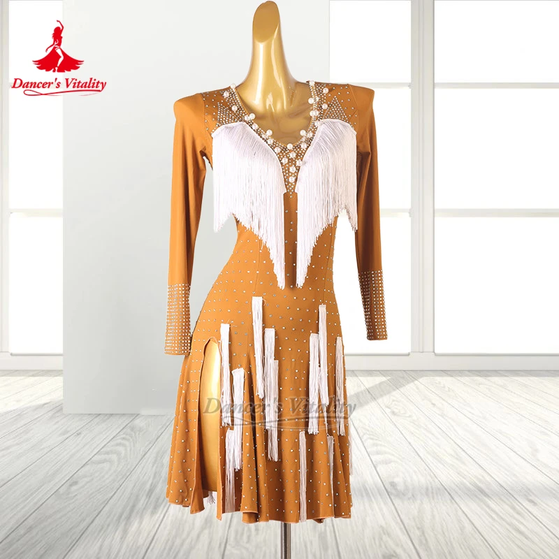 Women Latin Long Sleeves Sexy Fringe Decoration Dress Adult&Teenagers Rumba Perform&Training Clothing Custom Dancer's Vitality
Women Latin Long Sleeves Sexy Fringe Decoration Dress Adult&Teenagers Rumba Perform&Training Clothing Custom Dancer's Vitality