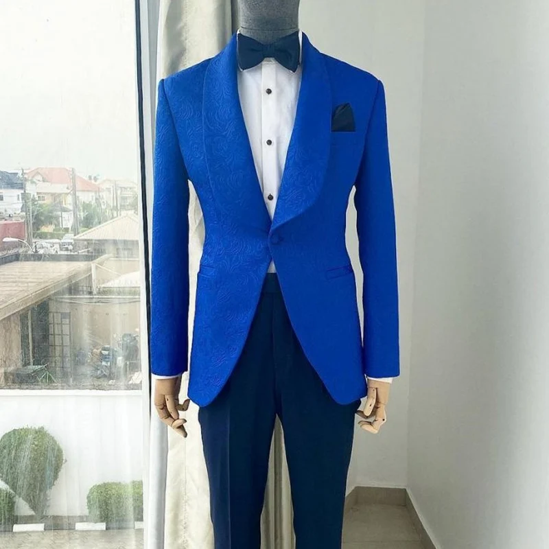 2 Pcs Blue Jacquard Wedding Suits for Men Slim Fit Floral Groom Tuxedo Custom Made Male Fashion Costume (Jacket + Pants )
2 Pcs Blue Jacquard Wedding Suits for Men Slim Fit Floral Groom Tuxedo Custom Made Male Fashion Costume (Jacket + Pants )
