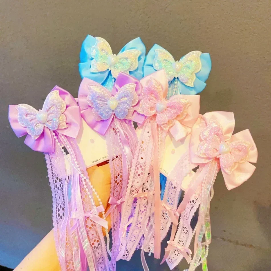 Fairy Hair Clips Children Bow Ribbon Hairpin Pearl Chain Clip Girl Butterfly tassels Sweet Hair Accessories for Princess HP01
Fairy Hair Clips Children Bow Ribbon Hairpin Pearl Chain Clip Girl Butterfly tassels Sweet Hair Accessories for Princess HP01