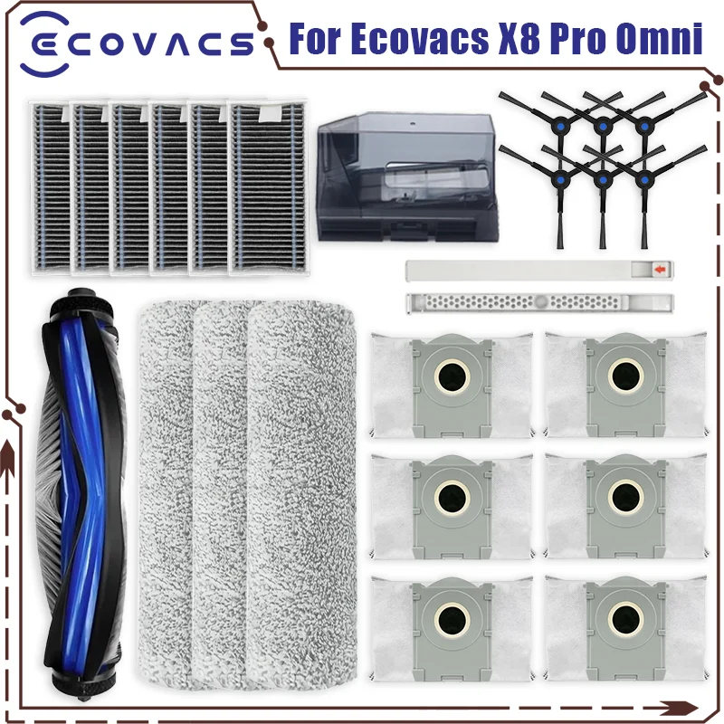 For Ecovacs X8 Pro Omni Accessories Main Side Brush Hepa Filter Rag Dust Bag roller brush cover dust box Replacement Parts
For Ecovacs X8 Pro Omni Accessories Main Side Brush Hepa Filter Rag Dust Bag roller brush cover dust box Replacement Parts