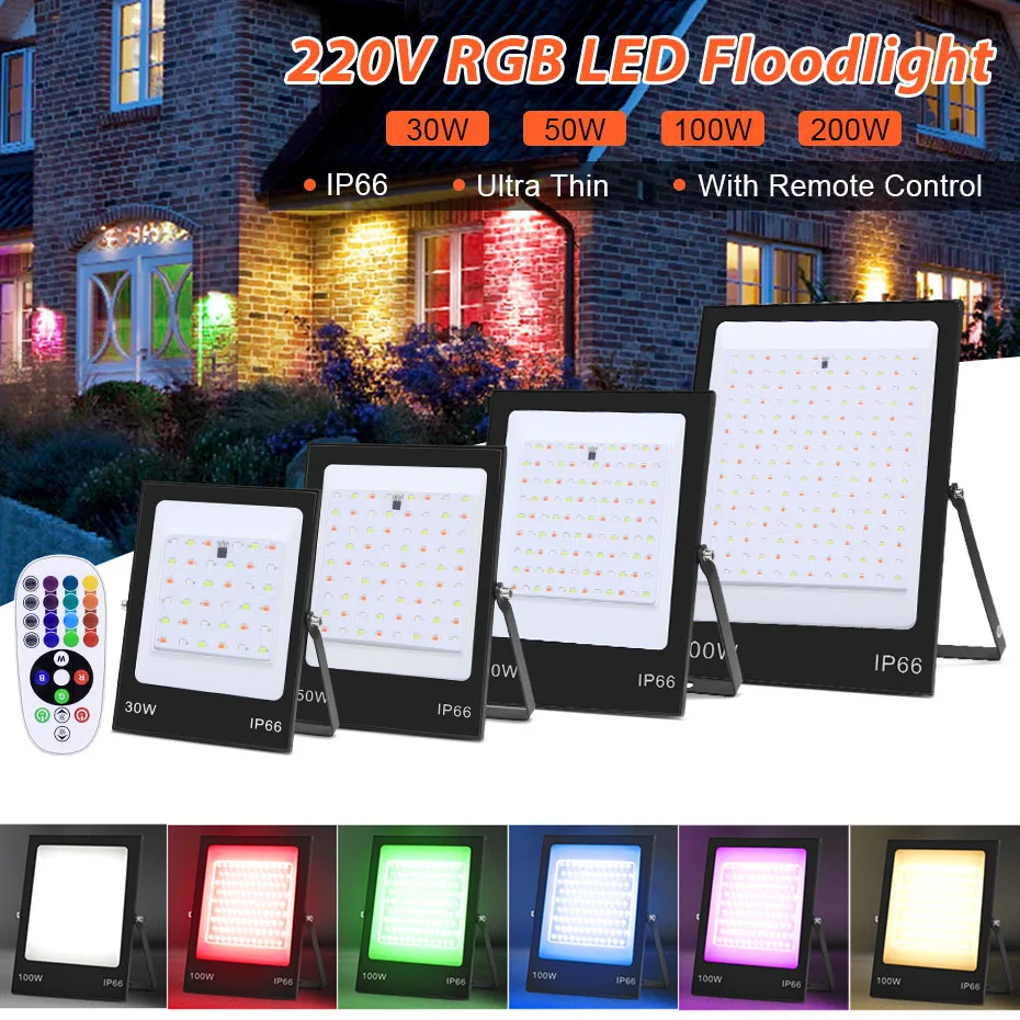 30W 50W 100W 200W RGB Led Flood Lights 220V Waterproof IP66 Led Floodlights Outdoor RGB White Led Garden Lighting Remote Control
30W 50W 100W 200W RGB Led Flood Lights 220V Waterproof IP66 Led Floodlights Outdoor RGB White Led Garden Lighting Remote Control