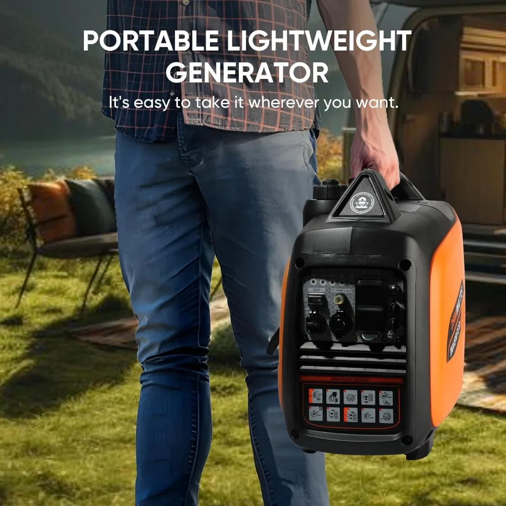 2500W Portable Inverter Generator, Gas Powered Generators with Eco Mode and CO Alarm
2500W Portable Inverter Generator, Gas Powered Generators with Eco Mode and CO Alarm