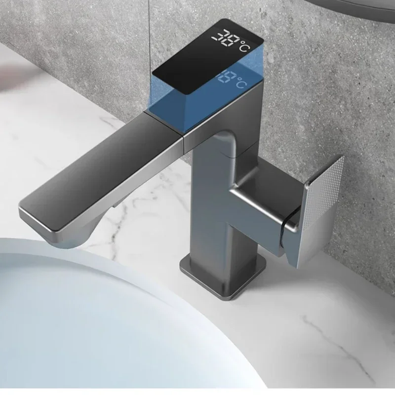 Black Brass Digital Display Bathroom Basin Faucet Pull-Out Rotatable Washbasin Mixer with Dual Modes
Black Brass Digital Display Bathroom Basin Faucet Pull-Out Rotatable Washbasin Mixer with Dual Modes