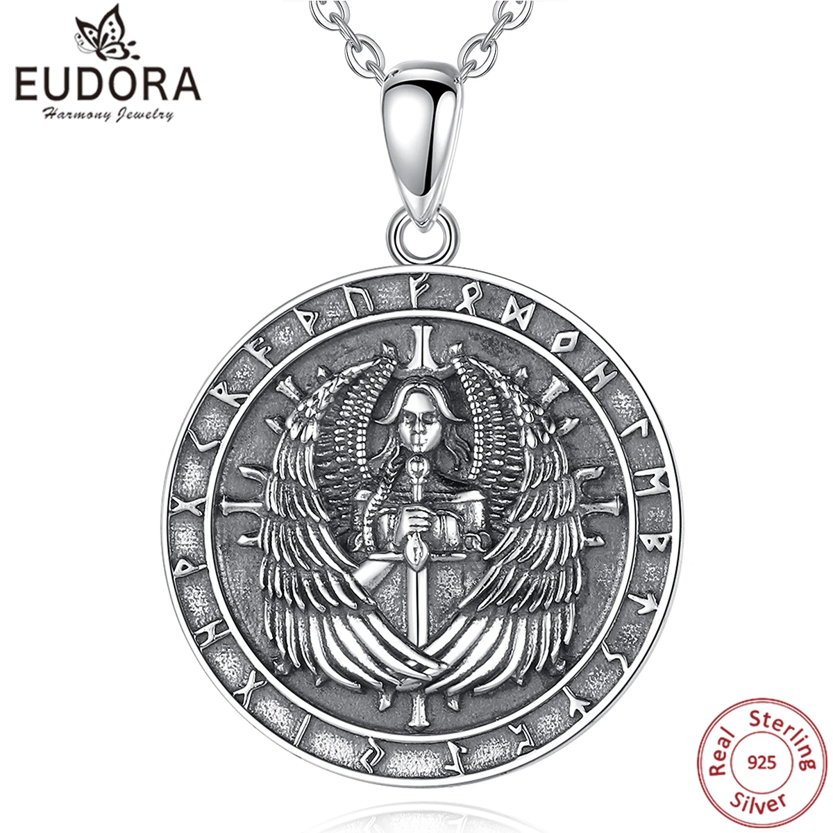 EUDORA 925 Sterling Silver Viking Odin God Medal Necklace for Man Women Fine Vikings Circle Nordic Runes Amulet Pendant Jewelry
EUDORA 925 Sterling Silver Viking Odin God Medal Necklace for Man Women Fine Vikings Circle Nordic Runes Amulet Pendant Jewelry