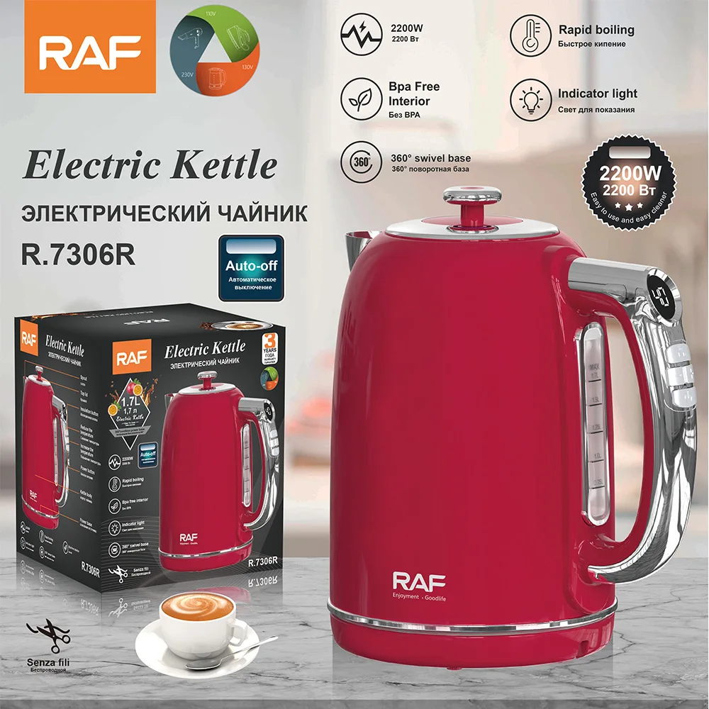 RAF Electric Kettle R.7306, Fast Boiling Double Layer Smart Display Health Pot for Home Kitchen