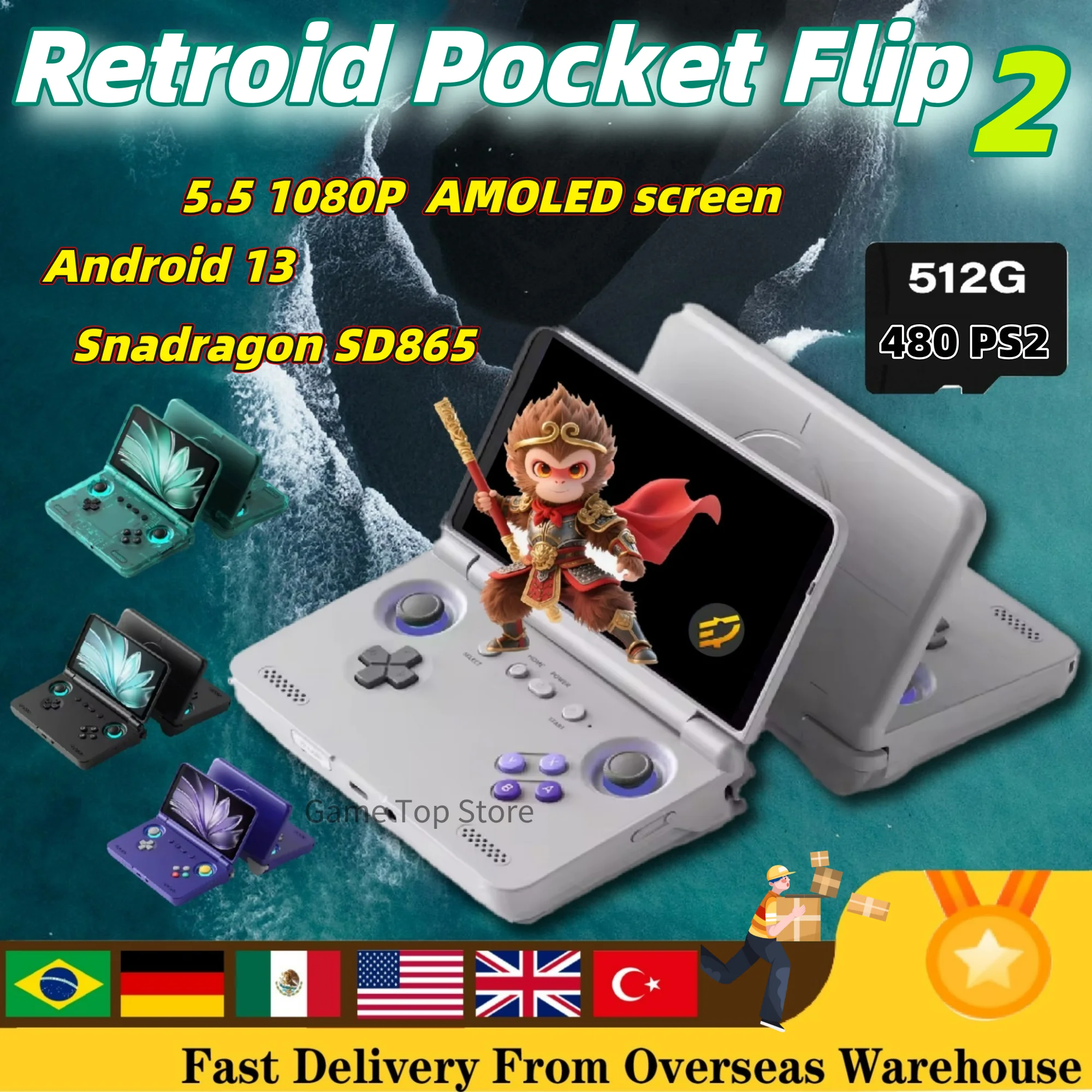 Retroid Pocket Flip 2 Handheld Console SD865 5.5”1080p Flip2Handheld Portable Gaming Console With Hall Rockers Custom PS2 Gift
Retroid Pocket Flip 2 Handheld Console SD865 5.5”1080p Flip2Handheld Portable Gaming Console With Hall Rockers Custom PS2 Gift