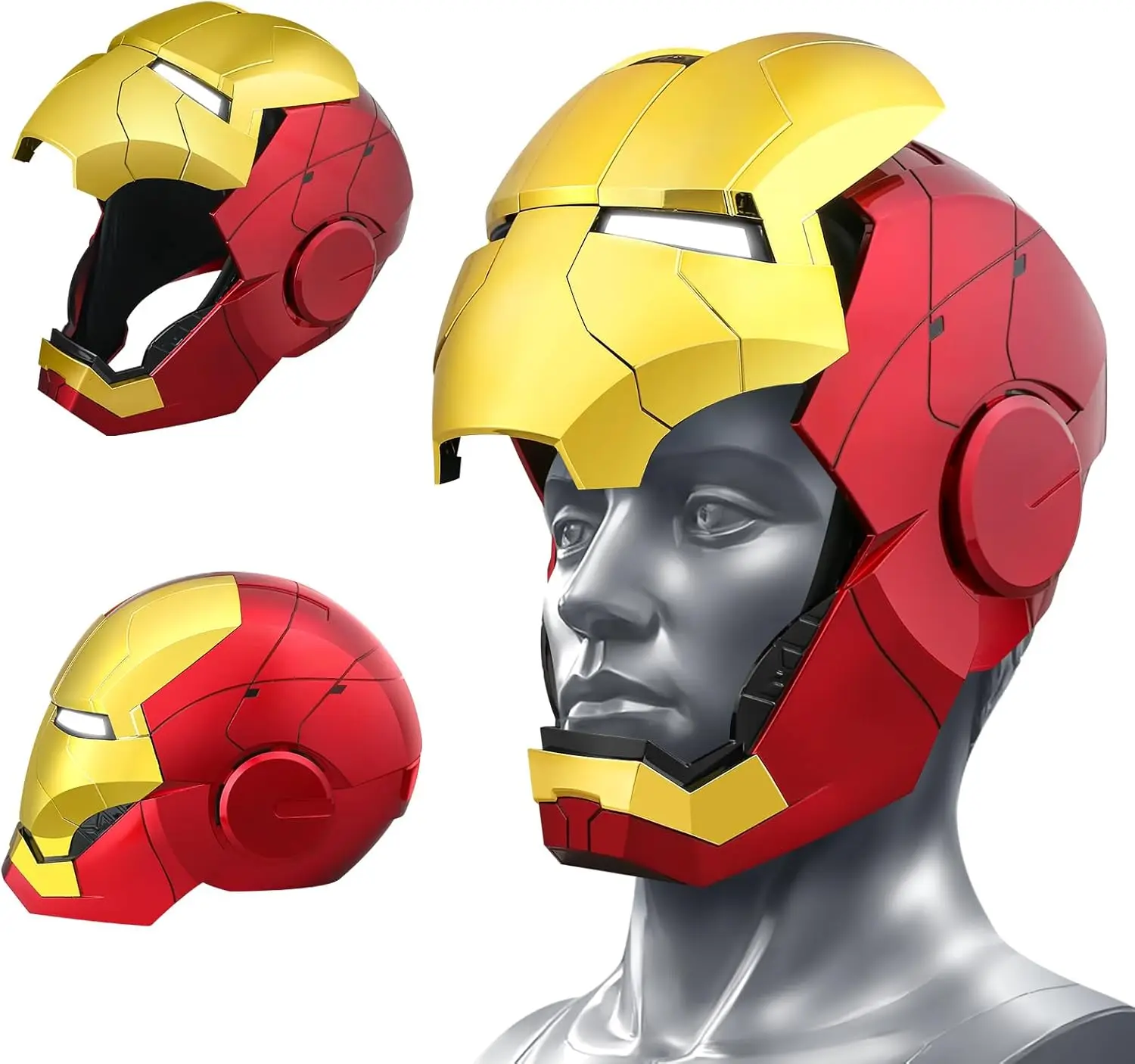 Red and Gold Motorized Iron helmet with eyes glow, touch control and Sound,Effects for Cosplay, Costume Party, Collectible Displ
Red and Gold Motorized Iron helmet with eyes glow, touch control and Sound,Effects for Cosplay, Costume Party, Collectible Displ
