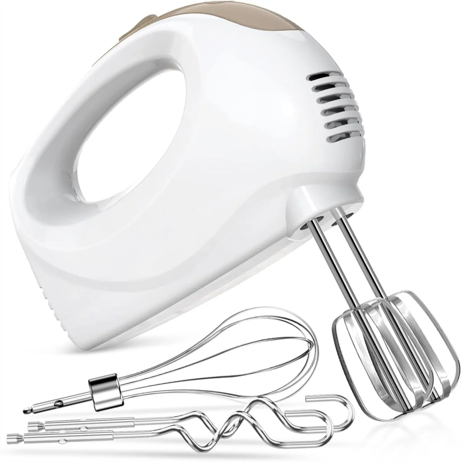 Electric Hand Mixer 5-Speed With Stainless Steel Whisk And Beaters Lightweight Portable Kitchen Mixer For Baking Mixing And Cooking
Electric Hand Mixer 5-Speed With Stainless Steel Whisk And Beaters Lightweight Portable Kitchen Mixer For Baking Mixing And Cooking