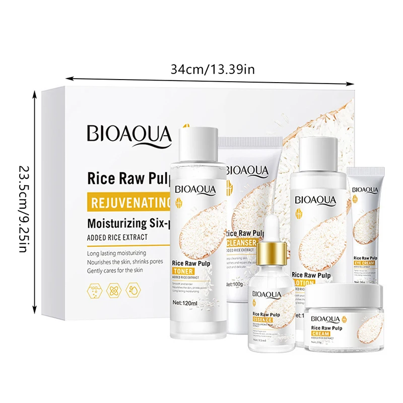 New BIOAOUA Rice Puree Rejuvenating And Moisturizing Six-piece Set Whitening Firming Anti-aging Beauty Facial Skincare Set
New BIOAOUA Rice Puree Rejuvenating And Moisturizing Six-piece Set Whitening Firming Anti-aging Beauty Facial Skincare Set