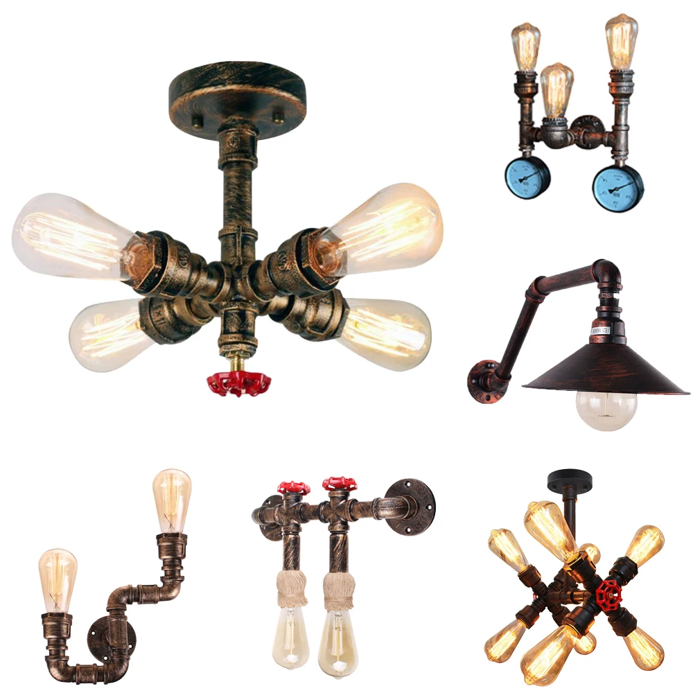 Vintage Industrial Loft Water Pipe Wall Light Retro Iron Wall Ceiling Lamp Multi Lights Lighting Living Room Bathroom Decor E27
Vintage Industrial Loft Water Pipe Wall Light Retro Iron Wall Ceiling Lamp Multi Lights Lighting Living Room Bathroom Decor E27