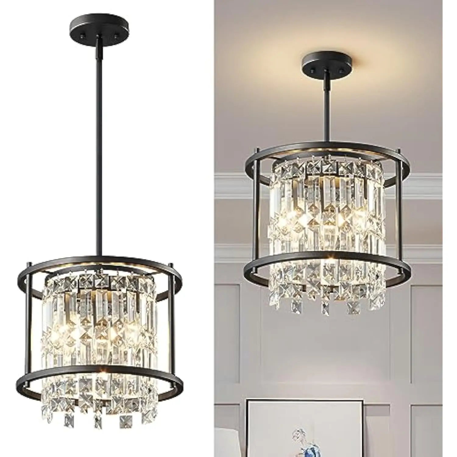 Dining Room Light Fixture Semi Flush Mount Ceiling Light Fixture,Lndustrial Farmhouse Chandelier Black Metal Crystal Pendant L
Dining Room Light Fixture Semi Flush Mount Ceiling Light Fixture,Lndustrial Farmhouse Chandelier Black Metal Crystal Pendant L