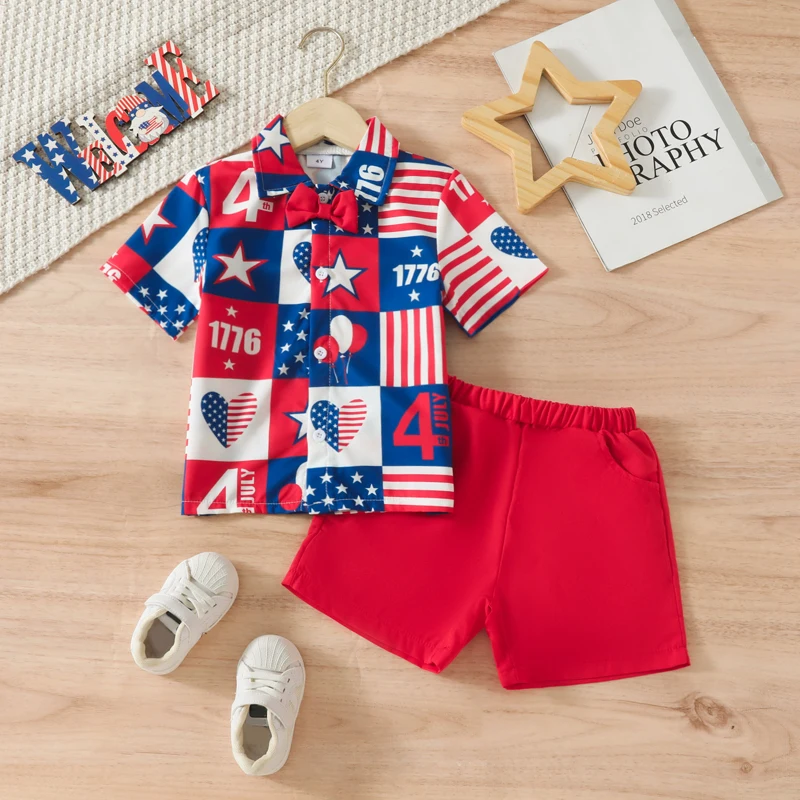 2024-02-02 Lioraitiin Toddler Baby Boys 4th of July Outfit Sets Short Sleeve Lapel Star Stripe Print Button Shirt Red Shorts Set
2024-02-02 Lioraitiin Toddler Baby Boys 4th of July Outfit Sets Short Sleeve Lapel Star Stripe Print Button Shirt Red Shorts Set