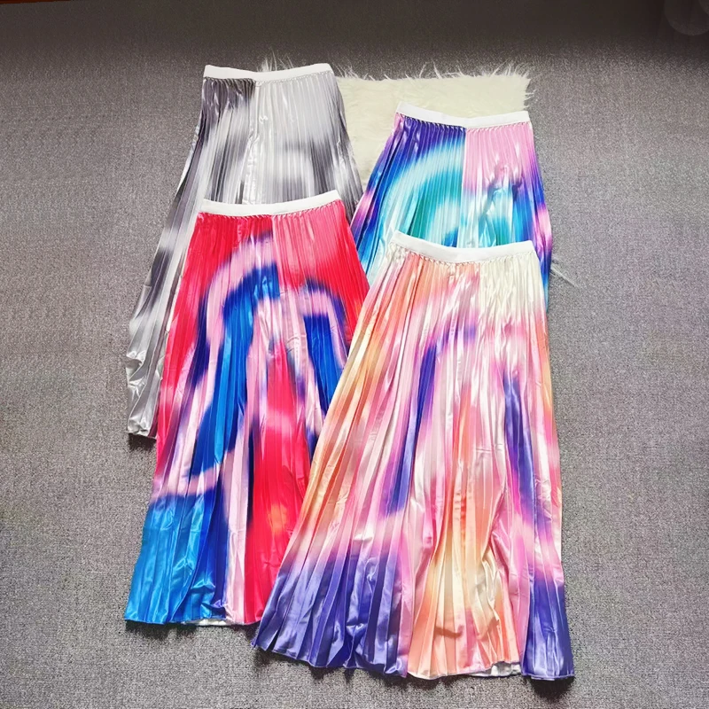 2025 New Fashion Summer Tie dye Pleated Skirts Womens Print High Waist Elastic Midi-Calf Long Skirt Ladies Party Rok Jupe Faldas
2025 New Fashion Summer Tie dye Pleated Skirts Womens Print High Waist Elastic Midi-Calf Long Skirt Ladies Party Rok Jupe Faldas