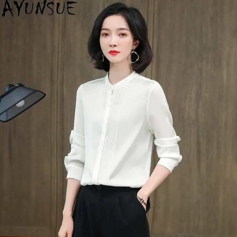 AYUNSUE 91.8% Silk Blouses for Woman Gentle Solid Long Sleeve Tops for Woman Elegant Commuting Shirt Woman Clothes Ropa De Mujer
AYUNSUE 91.8% Silk Blouses for Woman Gentle Solid Long Sleeve Tops for Woman Elegant Commuting Shirt Woman Clothes Ropa De Mujer