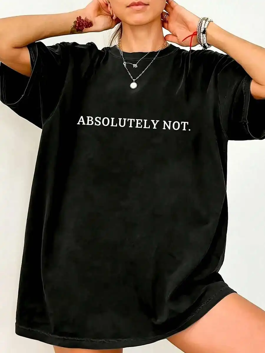 Absolutely Not Letter Print Casual Short Sleeve T-Shirt Women Black Crew Neck Top
Absolutely Not Letter Print Casual Short Sleeve T-Shirt Women Black Crew Neck Top