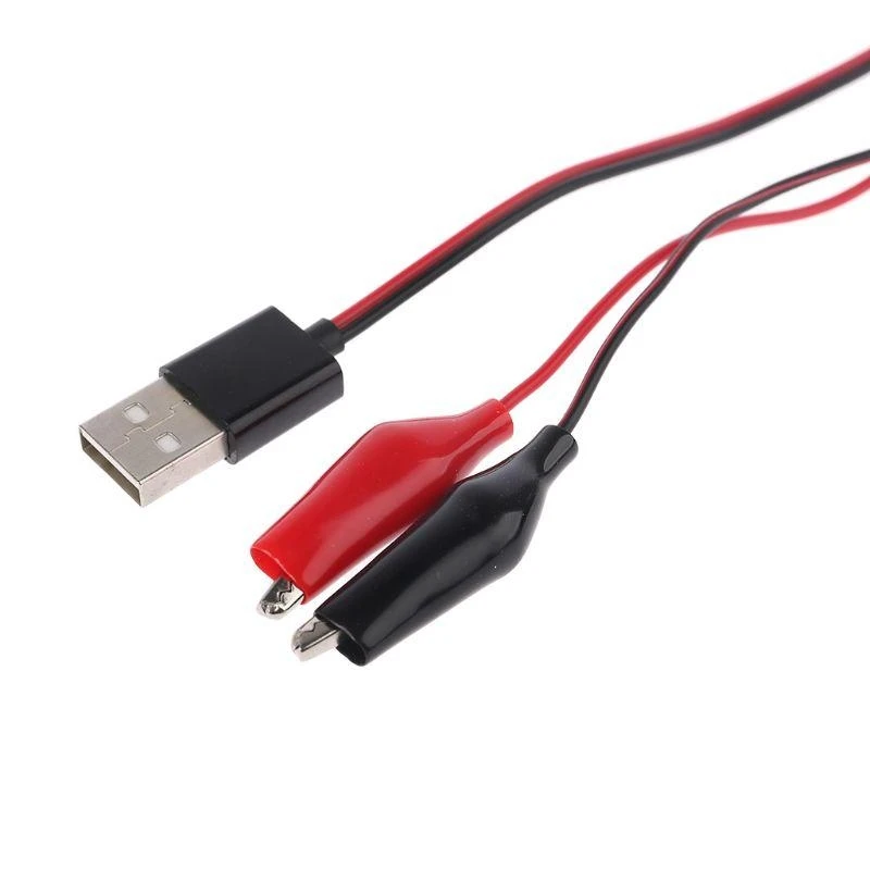 Test Clips Clamp to USB Male Connector Power Supply Adapter Wire 55cm Cable Red and Black Wire Cord Line
