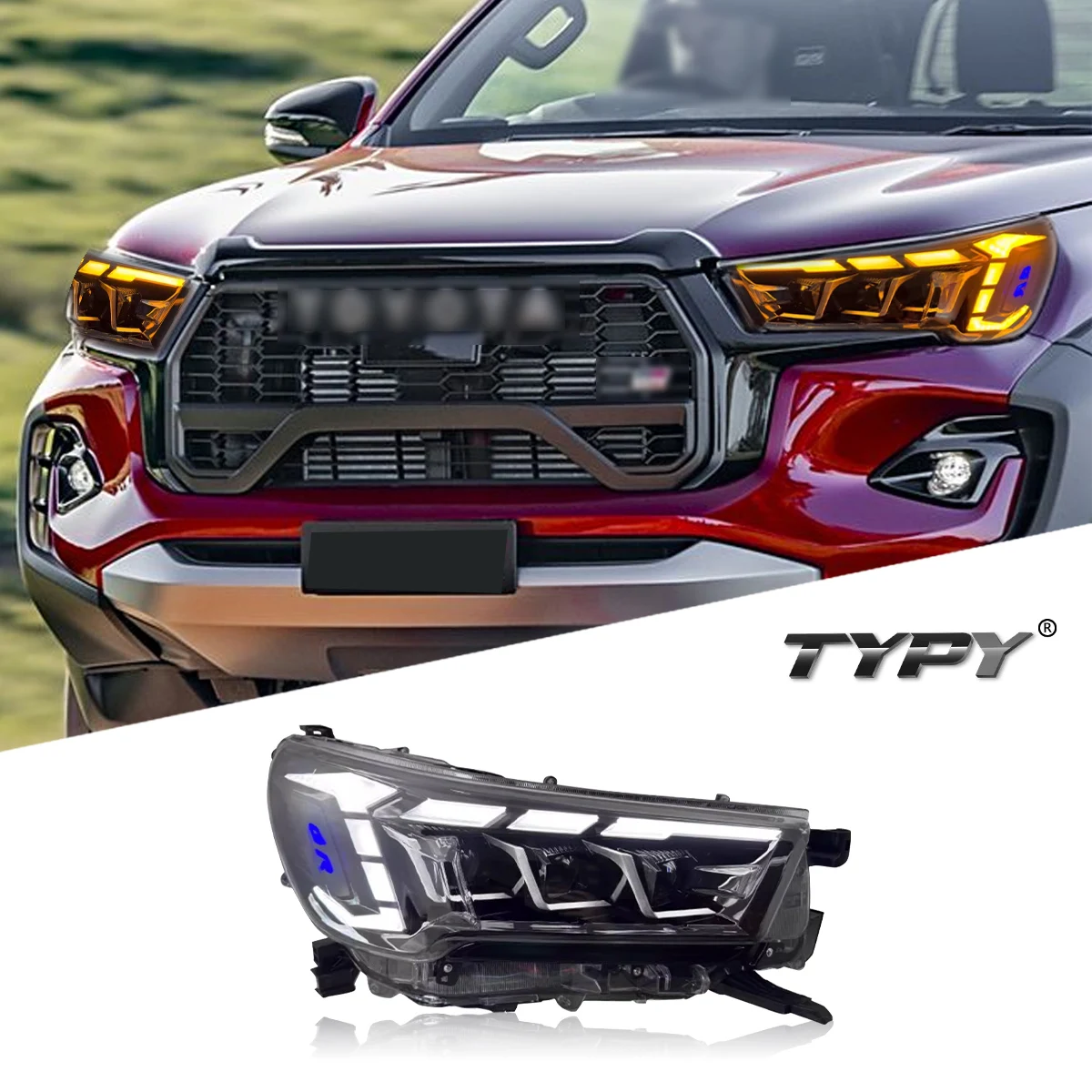 TYPY Car For Toyota Hilux Headlight 2021-2024 Upgrade Modified to New DRL Dynamic Turn Signal LED Headlight Auto Accessories
TYPY Car For Toyota Hilux Headlight 2021-2024 Upgrade Modified to New DRL Dynamic Turn Signal LED Headlight Auto Accessories