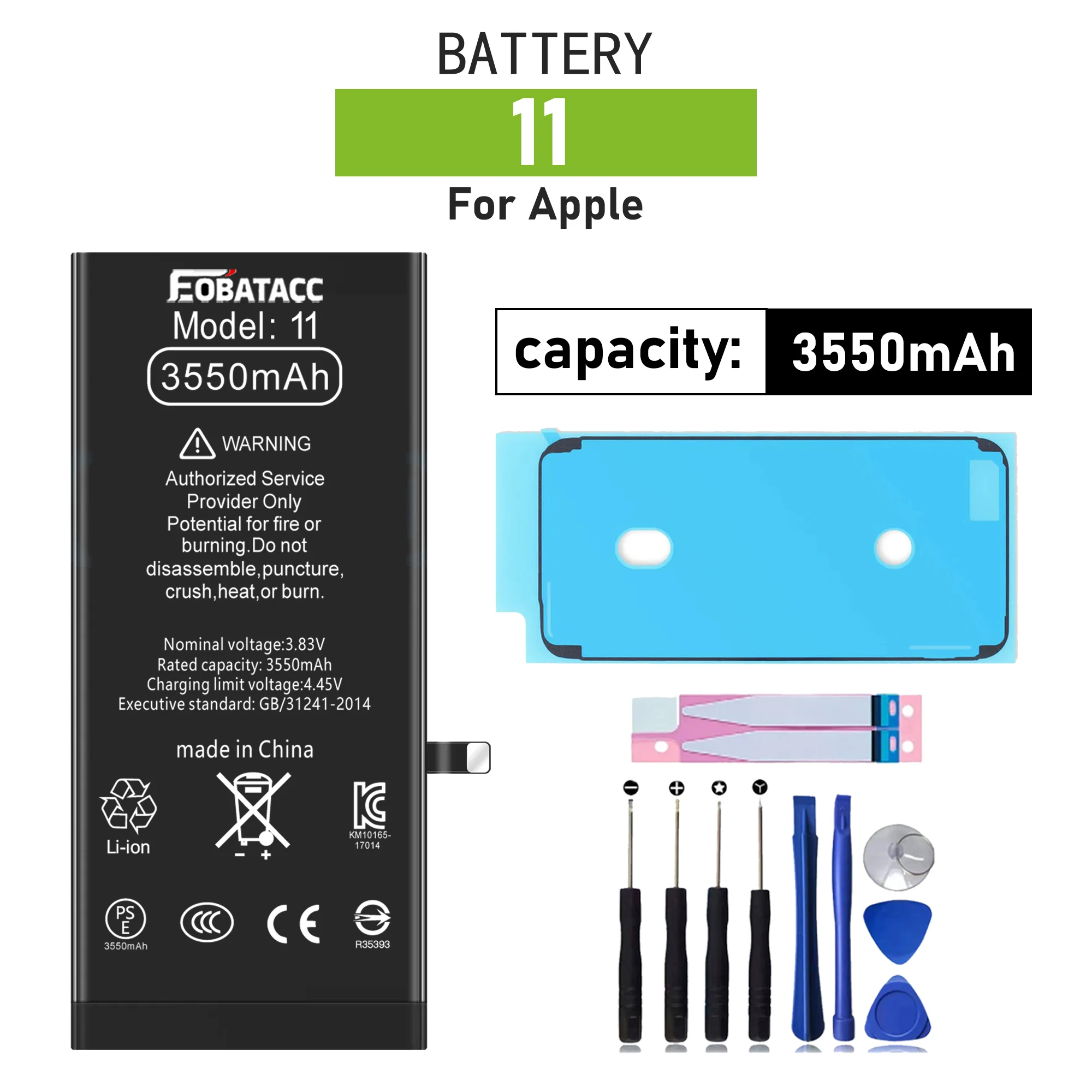 2025 YEARS EOBATACC High Quality 100% new Battery For APPle 11 3550mah Phone Battery+Tools
2025 YEARS EOBATACC High Quality 100% new Battery For APPle 11 3550mah Phone Battery+Tools