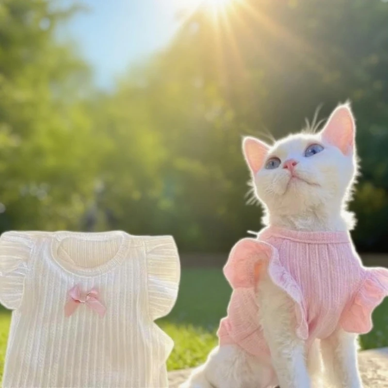 Bow Decor Dog Vest Pet Two Legged Clothes Thin Dog Shirt Knitted Cotton Undershirt Flying Sleeves Puppy T-Shirt Comfortable
Bow Decor Dog Vest Pet Two Legged Clothes Thin Dog Shirt Knitted Cotton Undershirt Flying Sleeves Puppy T-Shirt Comfortable