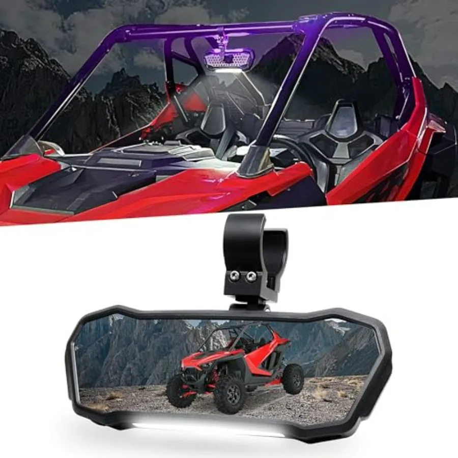 UTV Rear View Mirror with Light for 1.5-2 Roll Bar SXS Center Rearview Mirror Rechargeable Shatterproof Adjustable Compatible w
UTV Rear View Mirror with Light for 1.5-2 Roll Bar SXS Center Rearview Mirror Rechargeable Shatterproof Adjustable Compatible w