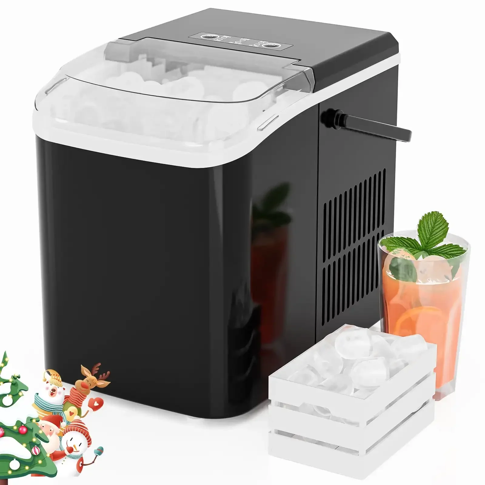 Countertop Ice Maker, Machine Self-Cleaning, 2 Sizes Bullet Ice, Portable Ice Machine with Ice Scoop, Basket and Handle, Black
Countertop Ice Maker, Machine Self-Cleaning, 2 Sizes Bullet Ice, Portable Ice Machine with Ice Scoop, Basket and Handle, Black