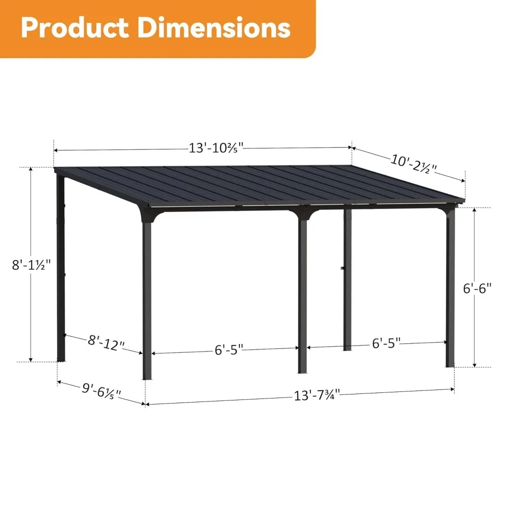 10'x14' Wall Mounted Gazebo Lean to Pergola Galvanized Steel Sloped Roof Drainage Gutter Heavy Duty Customizable Outdoor Structu
10'x14' Wall Mounted Gazebo Lean to Pergola Galvanized Steel Sloped Roof Drainage Gutter Heavy Duty Customizable Outdoor Structu