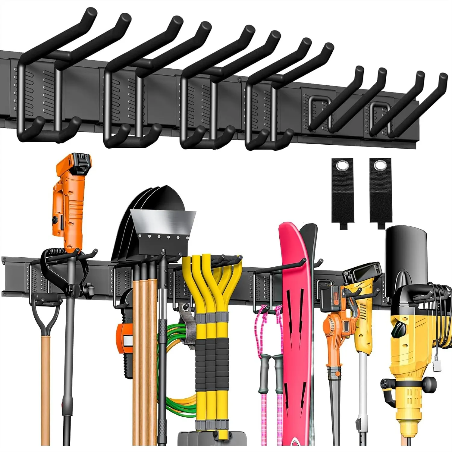 48" Heavy-Duty Garage Tool Organizer Wall Mount with 3 Rails and 6 Adjustable Hooks for Shovels and Garden Storage
48" Heavy-Duty Garage Tool Organizer Wall Mount with 3 Rails and 6 Adjustable Hooks for Shovels and Garden Storage