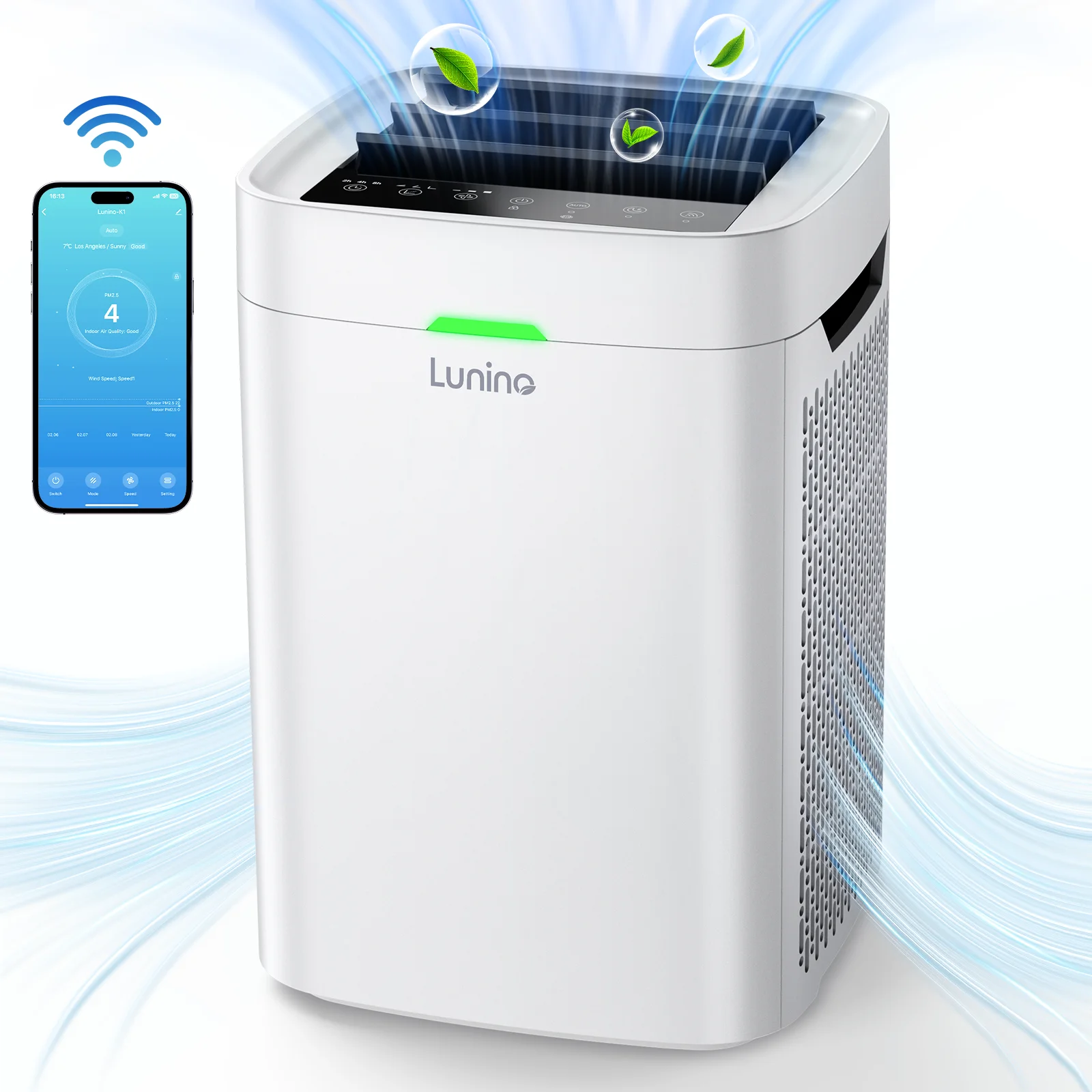 Smart WiFi Air Purifier for Home Double-Sided HEPA with Washable Pre-Filter Fan Mode for Pets Hair & Dust Smoke Electric Plastic
Smart WiFi Air Purifier for Home Double-Sided HEPA with Washable Pre-Filter Fan Mode for Pets Hair & Dust Smoke Electric Plastic