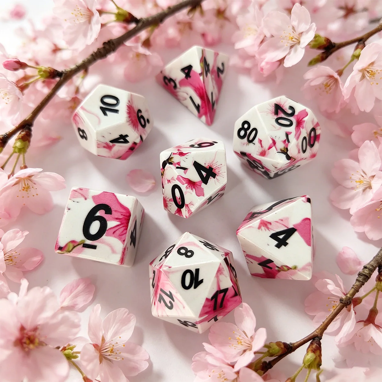 Cherry Blossom RPG Dice Set Premium Printed Sakura Polyhedral Dice
Cherry Blossom RPG Dice Set Premium Printed Sakura Polyhedral Dice