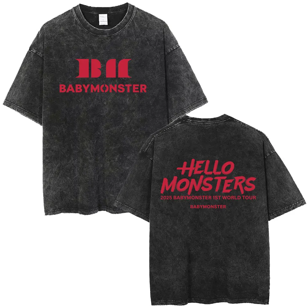 Washed Vintage Kpop Band Babymonster T-shirt Hello Monsters World Tour T Shirts Men Women Fashion Oversized T-shirts Streetwear
Washed Vintage Kpop Band Babymonster T-shirt Hello Monsters World Tour T Shirts Men Women Fashion Oversized T-shirts Streetwear