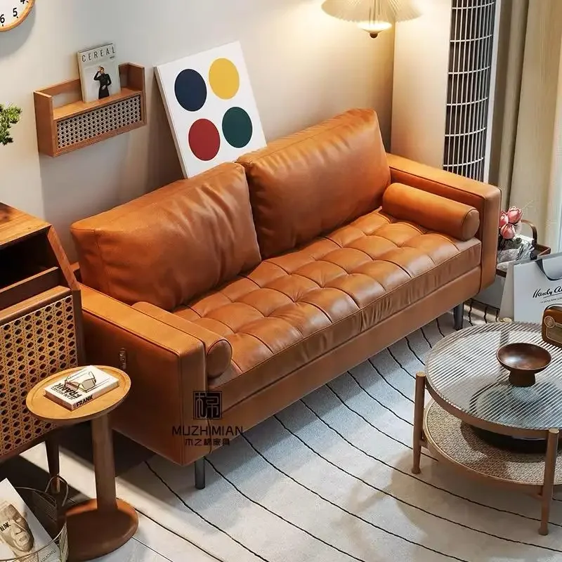 American antique sofa small apartment living room light luxury minimalist oil wax leather
American antique sofa small apartment living room light luxury minimalist oil wax leather