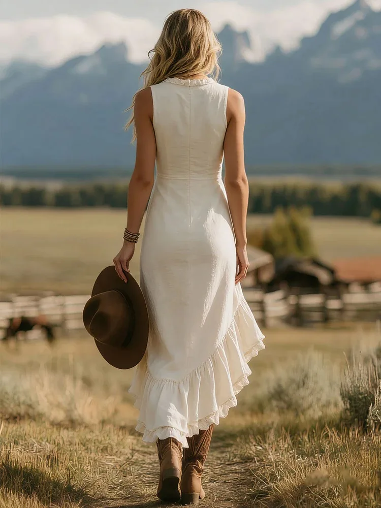Women Vintage Boho Maxi Dress For Women Ruffled Deep V Sleeveless Asymmetrical Hem Casual Party Western Vacation Long Dress
Women Vintage Boho Maxi Dress For Women Ruffled Deep V Sleeveless Asymmetrical Hem Casual Party Western Vacation Long Dress