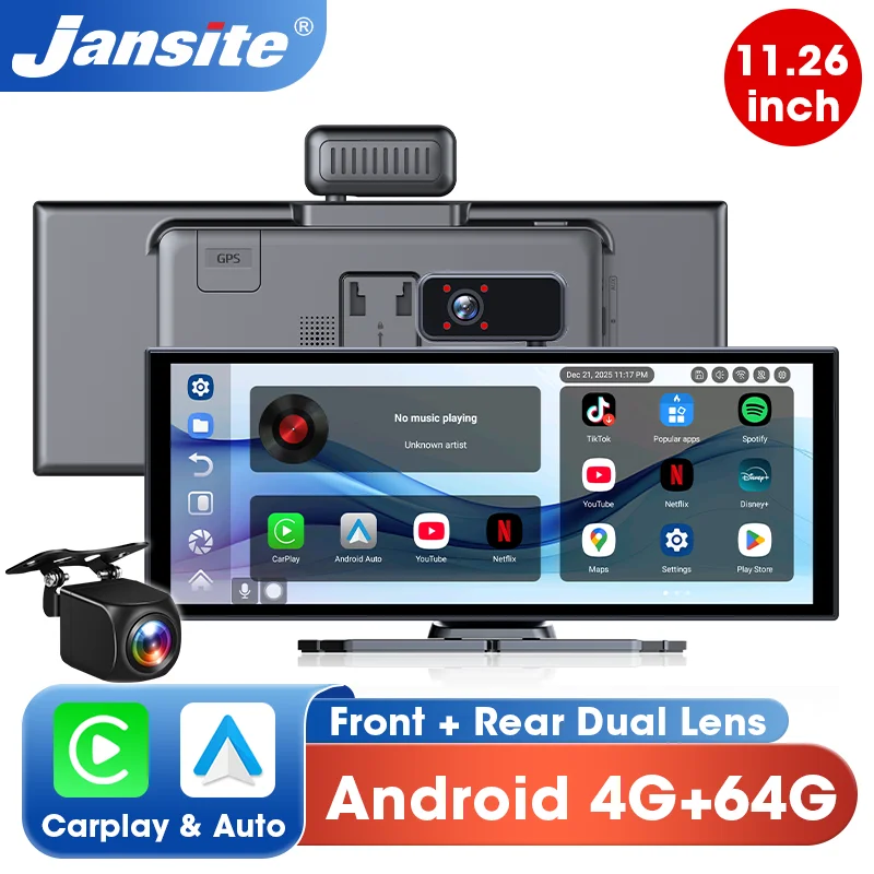 Jansite 11.26-дюймовый автомобильный видеорегистратор с Android 15, поддержкой Google Play Store, беспроводным CarPlay и Android Auto
Jansite 11.26-дюймовый автомобильный видеорегистратор с Android 15, поддержкой Google Play Store, беспроводным CarPlay и Android Auto