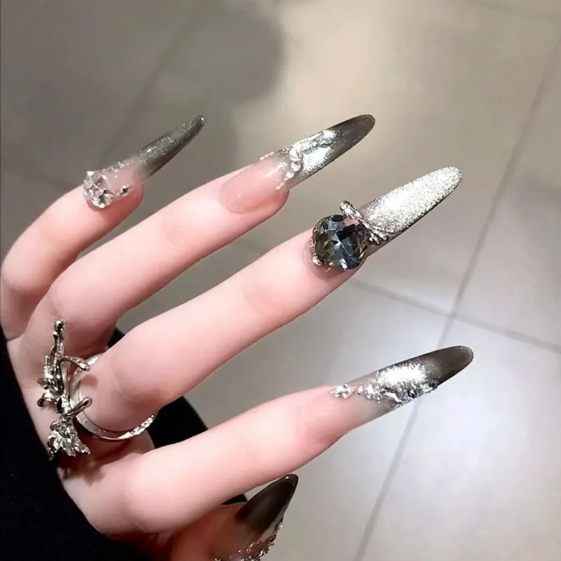 10 Pcs 2026 Extra-long Nail Tips Black Gradient Press on Nail Rhinestone Nails Acrylic Press on Fake Nails with Box and Tools
10 Pcs 2026 Extra-long Nail Tips Black Gradient Press on Nail Rhinestone Nails Acrylic Press on Fake Nails with Box and Tools