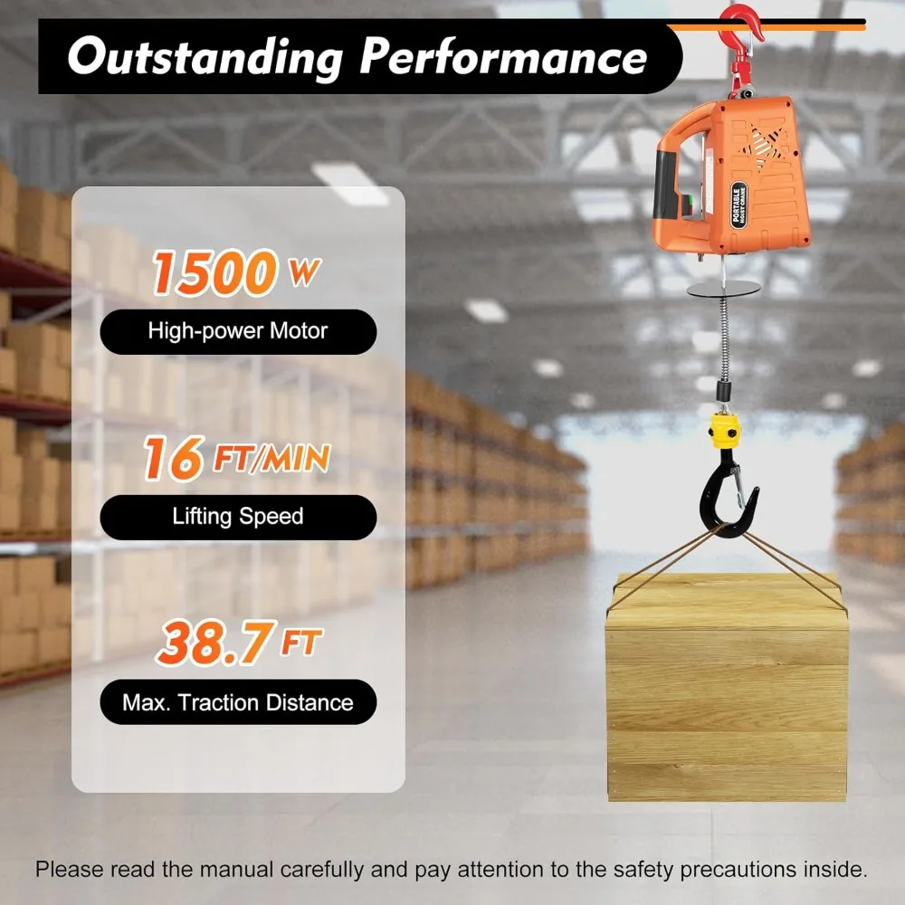 3 in 1 Electric Hoist Winch 1100 Lbs 1500W Portable Power Winch Crane with Wire and Wireless Remote Control for Garage Warehouse
3 in 1 Electric Hoist Winch 1100 Lbs 1500W Portable Power Winch Crane with Wire and Wireless Remote Control for Garage Warehouse