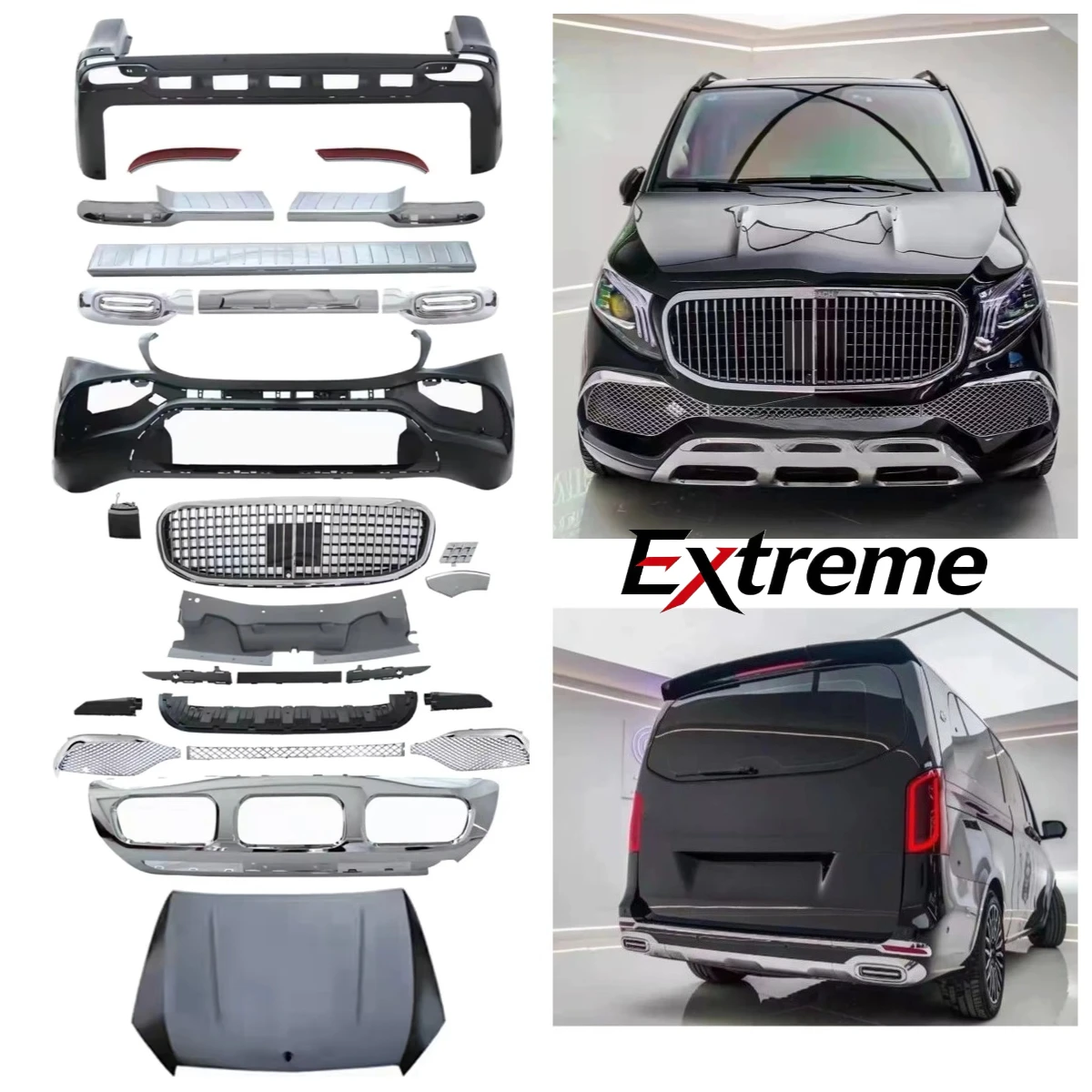 Car Body Kit with Grille Hood Front Bumper Rear Bumper for Mercedes Benz V Class V250 V220 VITO Upgrade Maybach Model Carton
Car Body Kit with Grille Hood Front Bumper Rear Bumper for Mercedes Benz V Class V250 V220 VITO Upgrade Maybach Model Carton