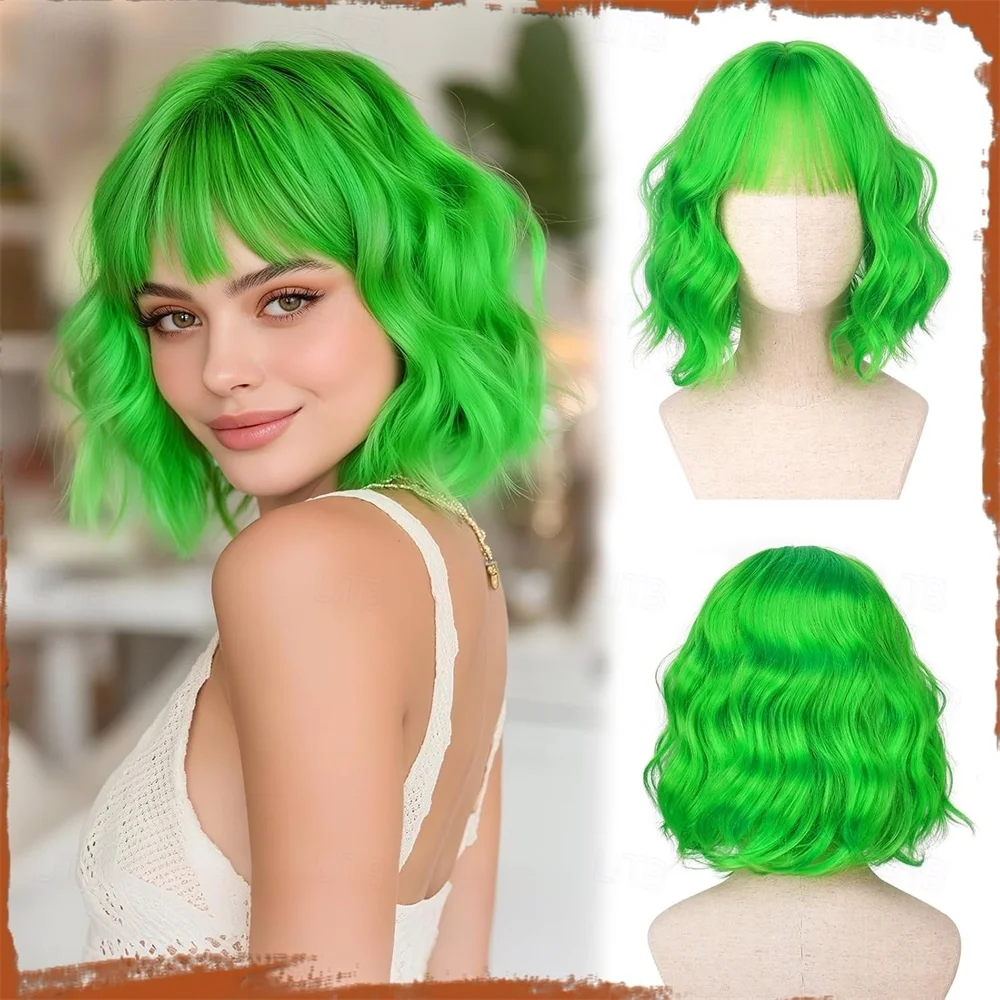 HAIRJOY Synthetic Hair Carnival Wig Green Pink Blue Curly Bob Short Festival Wig Mardi Gras Parade Cosplay Costume for Women
HAIRJOY Synthetic Hair Carnival Wig Green Pink Blue Curly Bob Short Festival Wig Mardi Gras Parade Cosplay Costume for Women