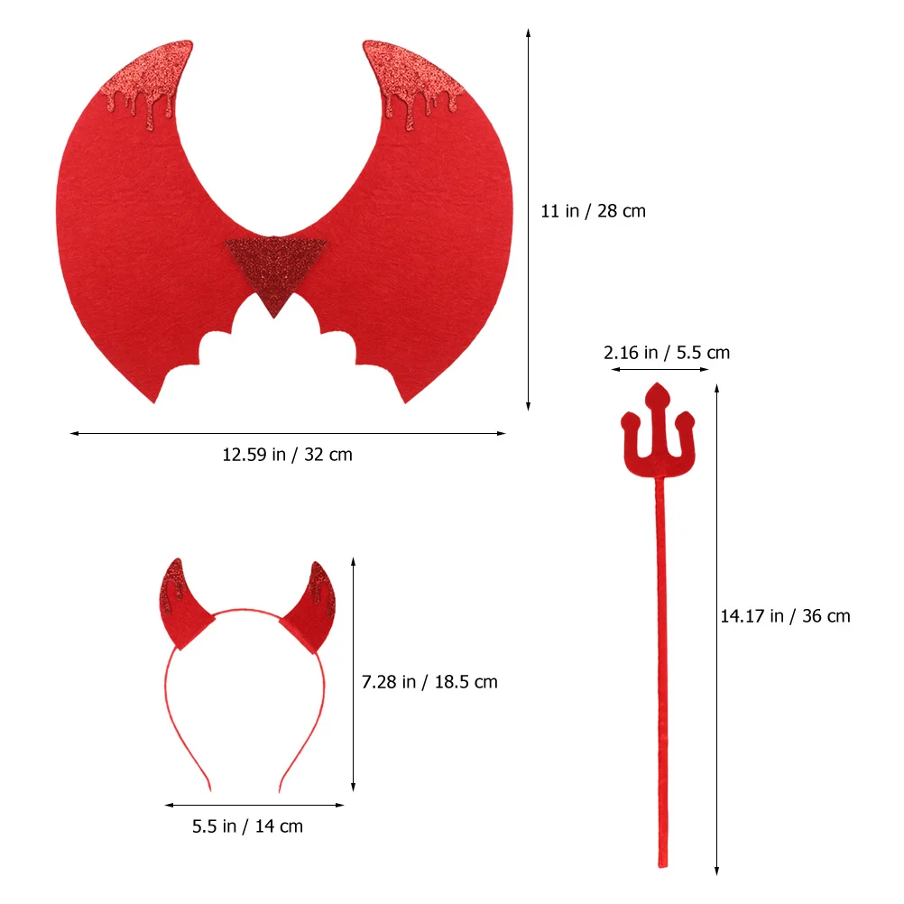 1Set Devil Costume Set Lightweight Cloth Plastic Devil Horn Headband Halloween Cosplay Party Dress Up Costume
1Set Devil Costume Set Lightweight Cloth Plastic Devil Horn Headband Halloween Cosplay Party Dress Up Costume